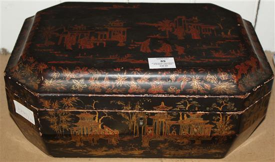 A Canton gilt decorated placquer games box